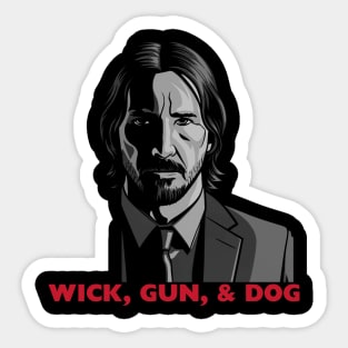 Wick, Gun, and Dog Sticker